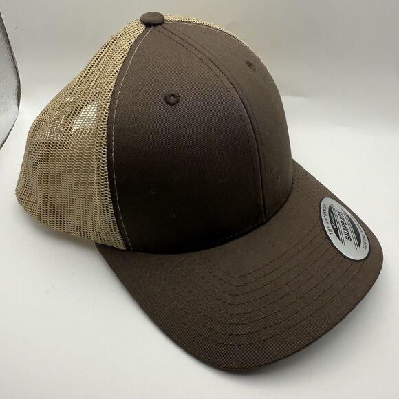 Yupoong 6606 Classic Trucker Hat Snapback Cap Brown NEW - Picture 3 of 7